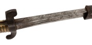 An antique French sword bayonet in metal scabbard with engraved manufacturer's date of 1816, 70.5cm long - 2