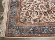 A Persian hand-knotted floral pattern rug with blue and cream ground, Hali Rug Gallery label verso, ​​​​​​​260 x 160cm - 2