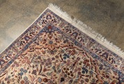 A Persian hand-knotted wool rug with fine floral motif on beige and blue ground, 200 x 127cm - 2