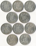 Pre 1945 3d (33), 6d (14), 1/- (1) and 2/- (2). Post 1946 3d (26), 6d (22), 1/- (3) and 2/- (5). Plus 1966 50c (10). Mixed grades.