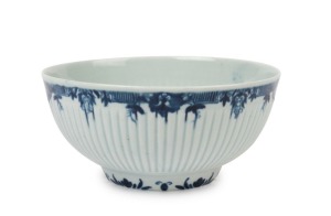 WORCESTER early English blue and white porcelain bowl, circa 1865, stamped "W", 7cm high, 15cm diameter