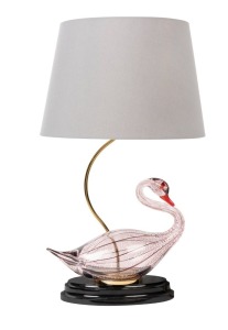 LICIO ZANETTI impressive Murano glass swan table lamp with later shade, the swan 33cm high, 37cm long, 70cm high overall with shade