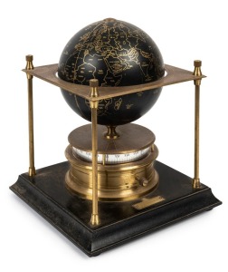 The Royal Geographic Society World Clock, with globe top, circa 1979, ​​​​​​​28cm high