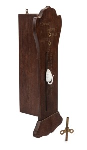 "DICKORY DICKORY DOCK" novelty wall clock in timber case with 1909 and 1910 patent registration, ​​​​​​​43cm high