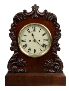 An antique English spring table clock in mahogany case with twin train time and strike fusee movement, circa 1860, ​​​​​​​51cm high