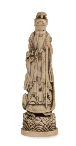 An antique Japanese carved ivory statue, Meiji period, 19th century, ​​​​​​​15cm high