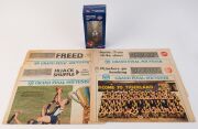 1974-1977 "The Herald" Grand Final souvenir editions comprising 1974 (Richmond premiers), 1975 (North Melbourne premiers), 1977 (2, Collingwood v North Melbourne, drawn GF); also AFL Collectable product 2012 Premiership Cup (Sydney Swans) in box; conditio