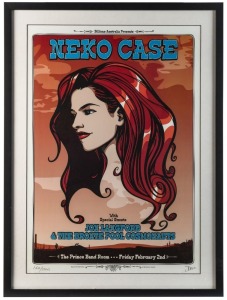 "NEKO CASE" vintage band poster by Daymon Greulich, Limited edition 160/500, signed lower right, 65 x 45cm, 68 x 57cm overall