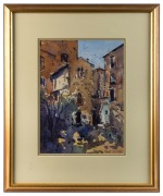 VINCENT DE FILIPPIS, (Greek village scene), watercolour, signed lower right (illegible), 36 x 27cm, 60 x 50cm overall - 2