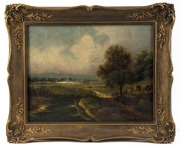 ARTIST UKNOWN (19th Century) village scene landscape, oil on canvas laid down on board, fine Thallon gilt frame with label, 36 x 48cm, 51 x 62cm overall