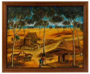 RAY REEVES (working 1990s), (farm scene), oil on board, signed lower right "Reeves, '95", 40 x 49cm, 47 x 57cm overall