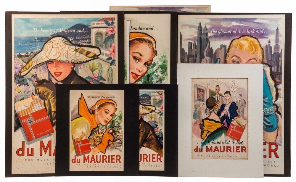 du MAURIER cigarette advertising group of 7 vintage posters of varying ...