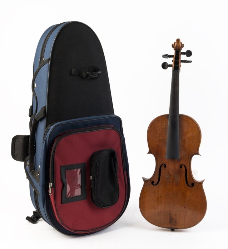 An antique violin in a modern travel case, ​​​​​​​60cm long