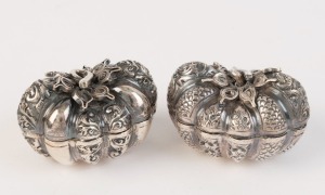 Two antique Chinese silver boxes, early 20th century, ​​​​​​​4.5cm wide, 53 grams total