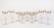 Nine assorted fine Venetian enamel glasses, circa 1920s, ​​​​​​​16cm and 12cm high