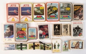 TRADING CARDS: assortment of part and large-part sets with a few sport related incl. British 1920s Soccer real-photo types and American 1980s NFL cards; also various Trump Cards incl. Ace 'Helicopters', 'Historical Tanks' and 'Warships'; others by Brooke 