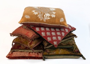 A set of nine antique Victorian and Edwardian cushions including beadwork examples