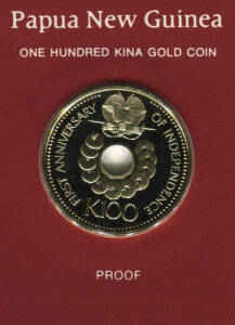 Papua New Guinea: 1976 100 Kina GOLD proof. In case with certificate. 0.2769 AGW.
