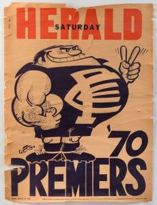 CARLTON: 1970 (Blues player with 6 fingers), 1979, 1982 & 1995 original WEG Premiership posters; also a 1983 Team Photo poster and 1983 Grand Final poster.