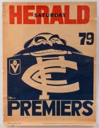 CARLTON: 1970 (Blues player with 6 fingers), 1979, 1982 & 1995 original WEG Premiership posters; also a 1983 Team Photo poster and 1983 Grand Final poster. - 2