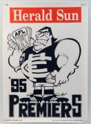 CARLTON: 1970 (Blues player with 6 fingers), 1979, 1982 & 1995 original WEG Premiership posters; also a 1983 Team Photo poster and 1983 Grand Final poster. - 4