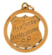 Hawthorn-East Melbourne Cricket Club, 15ct gold award fob with VCA to shield on front; circa 1920s. 