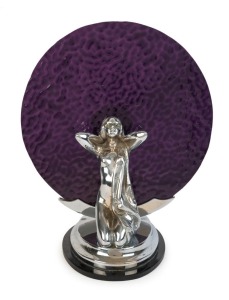 An Art Deco "Maiden" lamp, chrome and black glass with amethyst glass diffuser, circa 1930, ​​​​​​ 30cm high