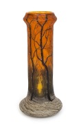 DAUM&nbsp;"Winter" scene French cameo glass vase, circa 1900, signed "Daum, Nancy" with cross of Lorraine, 25cm high