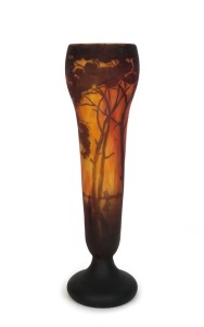 DAUM landscape scene French cameo glass vase, circa 1900, signed "Daum, Nancy", 39cm high. PROVENANCE: Sotheby's Australia, Sydney, lot 222, 25th August, 2004.