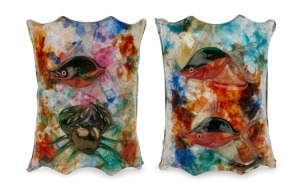 CENEDESE pair of Murano aquarium glass wall sconces, by ALFREDO BARBINI, 20cm high