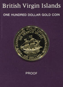 British Virgin Islands: 1980 $100 GOLD proof, in case with certificate. 0.2054 AGW.