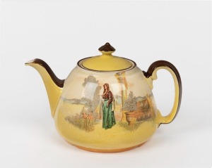 ROYAL DOULTON "Juliet" English porcelain teapot, brown factory mark to base, 14cm high, 23cm wide