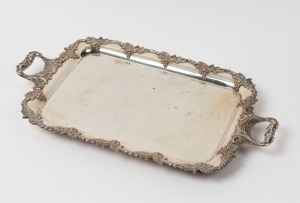 An antique English Sheffield plate serving tray, 19th century, ​​​​​​​64cm across the handles