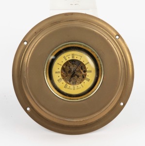 JAEGER LeCOULTRE skeleton pocket watch in brass porthole case, ​​​​​​​the case 12cm diameter