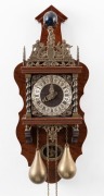 A Dutch antique style wall clock with twin weight driven movement and Atlas figural top, 20th century, ​​​​​​​61cm high