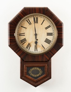 ANSONIA American drop-dial wall clock in a simulated rosewood case with time only movement and Roman numerals, 19th century, ​​​​​​​63cm high