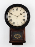 ANSONIA American drop-dial wall clock in a simulated rosewood case with time only movement and Roman numerals, 19th century, 63cm high