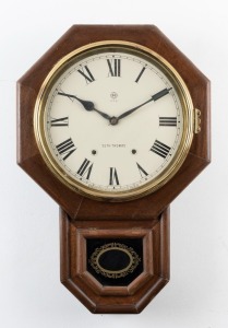 SETH THOMAS American drop-dial wall clock in walnut case with time and strike movement, early 20th century, ​​​​​​​61cm high