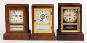 Three antique American timber cased clocks including SETH THOMAS and JEROME, 19th century, ​​​​​​​the largest 24cm high