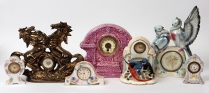 Seven assorted vintage porcelain cased clocks, 20th century, ​​​​​​​the largest 38cm high