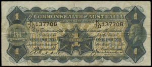 1927 (R.26.Mc.41) &pound;1 Riddle/Heathershaw, K/70 137708. Fine, original condition, vert. folds, some soiling but full original colour.
