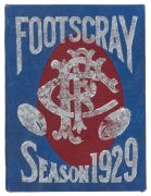 FOOTSCRAY: 1929 Member's Season Ticket in blue and claret with silver gilt lettering, numbered '5244', with Fixture List. and handstamped 'CANCELLED' and unpunctured for games attended. Very good condition.