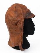 WW2 period leather aviation pilot's hat, 32cm high - 2