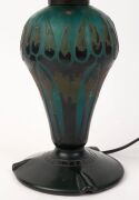 SCHNEIDER Art Deco cameo glass table lamp and shade with hand made wrought-iron gallery, early 20th century, engraved signature to base with pictorial amphora mark, 42cm high - 7