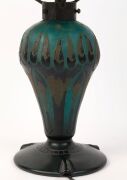 SCHNEIDER Art Deco cameo glass table lamp and shade with hand made wrought-iron gallery, early 20th century, engraved signature to base with pictorial amphora mark, 42cm high - 8