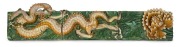 A stunning pair of antique Chinese ceramic architectural panels with dragon decoration in green and gold, late Ming early Qing Dynasty, 17th century, ​35 x 161cm each - 2