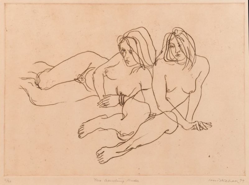 LOUIS KAHAN (1905-2022), Two Lounging Nudes, copper engraving, 11/20, signed lower right "Louis Kahan, '79", 34 x 47cm, 70 x 82cm overall