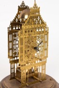 A German architectural skeleton clock, striking on a bell, in glass dome, 20th century, ​​​​​​​29cm high overall - 2