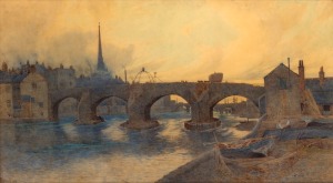 CHARLES L. SAUNDERS (c.1855 - 1915), The Old Bridge, watercolour, signed lower left, 70 x 127cm; framed 100 x 157 (overall).
