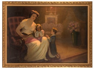 THOMAS DEAN (1857-1947), (at prayer), oil on canvas, signed lower right "T. Dean, 1944", 88 x 122cm, 101 x 136cm overall